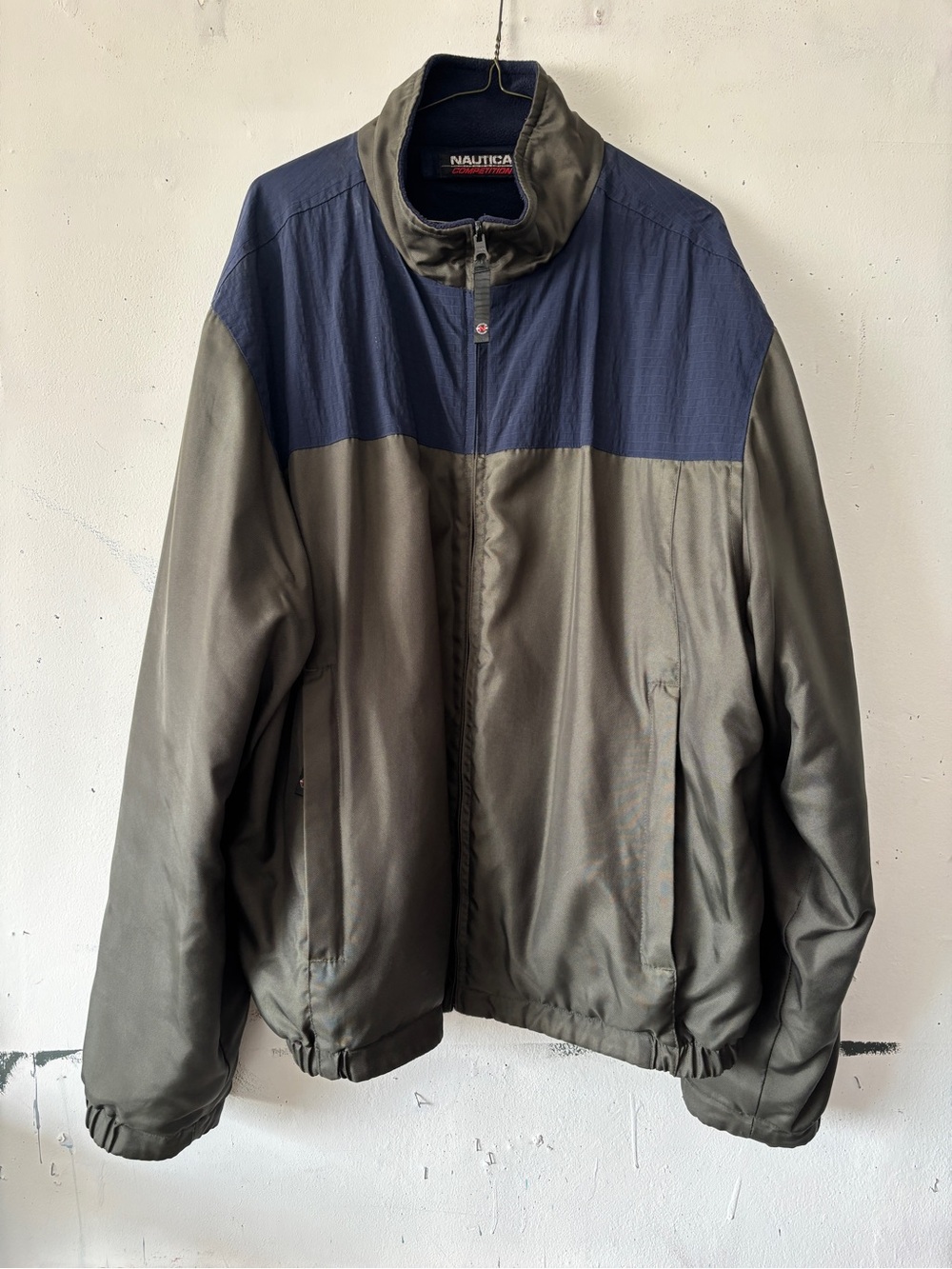 Nautica Olive and Navy Colorblock Lightweight reversible Windbreaker